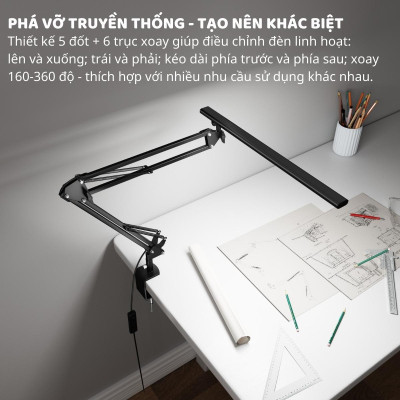 Đèn bàn học Led bảo vệ mắt Ergo Edge 3 DandiHome chống cận để làm việc, đọc sách cao cấp có thể kéo dài và gấp gọn 