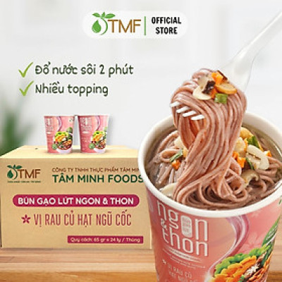 Thùng 24 ly bún gạo lứt ăn liền NGON & THON - Vị rau củ hạt ngũ cốc