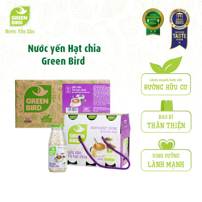 Nước Yến Và Hạt Chia Green Bird Thanh Mát Ngọt Nhẹ Chai 185ml