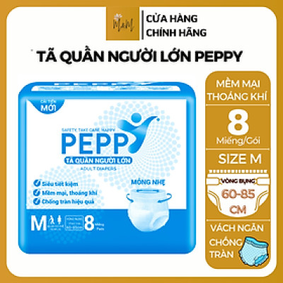 Combo 10 gói Tã bỉm quần người lớn Peppy M8/L7/XL8 siêu mỏng, thoáng nhẹ