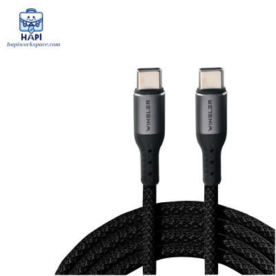 Cáp sạc hàng chính hãng Winsler C to C 100W MC: Tích hợp nam châm cuộn gọn, sạc nhanh laptop, điện thoại