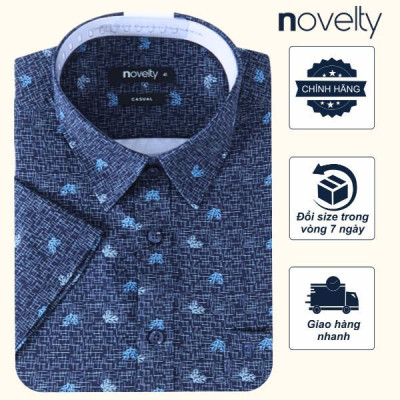 Áo sơ mi nam ngắn tay Novelty Casual Hoa văn SMI25001