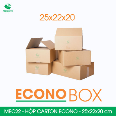 MEC22 - 25x22x20 cm - Combo 100 thùng hộp carton trơn siêu tiết kiệm ECONO