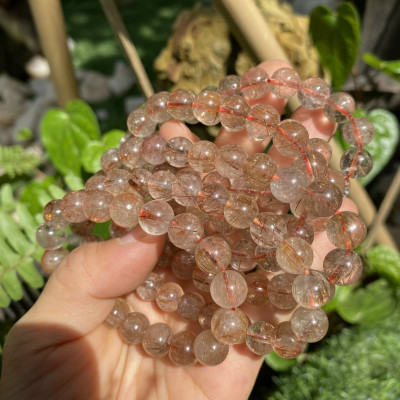 Vòng Tay Đá Thạch Anh Tóc Đỏ 8 ly NHASAN TD06 “Tăng Cường Vượng Khí, Hạnh Phúc, Bình An”