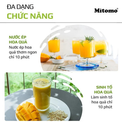 Máy ép trái cây,hoa quả Mitomo- Giữ Nguyên Dinh Dưỡng, Động Cơ Êm, Dễ Vệ Sinh hãng chính hãng