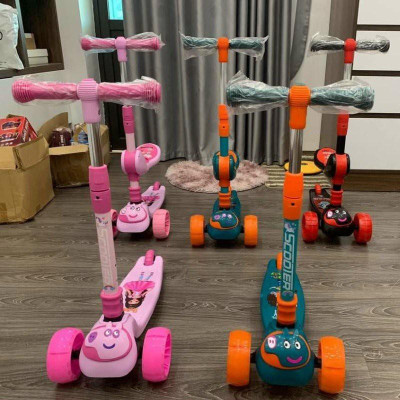 Xe trượt scooter có nhạc có đèn kiêm xe chòi chân 2 trong 1 ghế siêu xinh cho bé