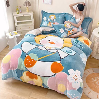 Bộ chăn ga gối nỉ nhung tuyết mịn cao cấp 5D