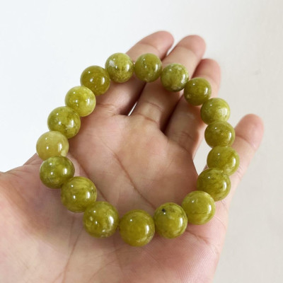 Vòng tay chuỗi hạt ngọc thật màu vàng chanh cho người mệnh Thủy và Kim hột 10 li (1cm)