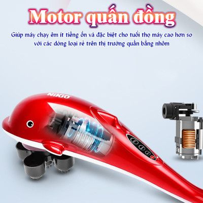 Máy massage cầm tay cá heo 6 đầu Nikio NK-608B - Màu Ngẫu Nhiên, 3 kiểu rung, 3 tốc độ