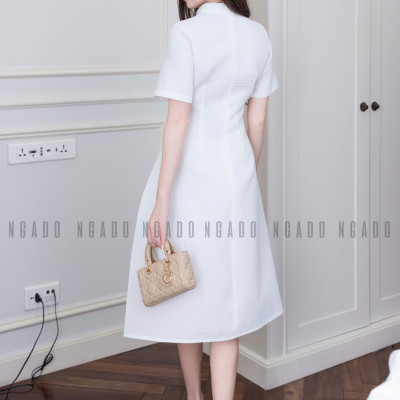 Đầm trắng cột nơ NGADO , đầm kiểu , đầm công sở , đầm đi tiệc