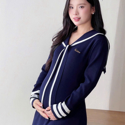 Váy Bầu Len Dáng Suông Mặc Công Sở Thu Đông