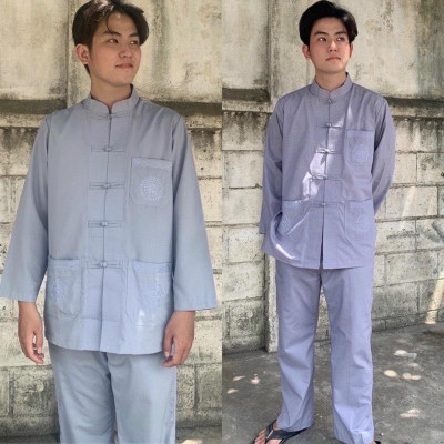 ĐỒ LAM ĐI CHÙA  Lãnh Tụ Thêu Túi Tay Dài