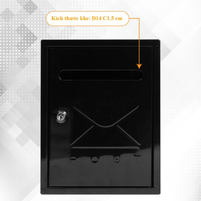 Hộp thư kim loại Treny cao cấp – hộp đựng thư hàng ngày – hộp thư trang trí trước nhà – màu đen - có chìa khóa - chính hãng