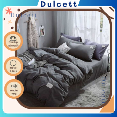 Bộ Chăn Ga Gối 4 Món DULCETT ( 1 ga + 2 vỏ gối đầu + 1 vỏ chăn) Cotton TiCi Nhập Khẩu Mềm Mịn