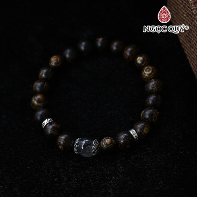 Vòng trầm sánh tròn 8mm phối đá thạch anh tóc đen - Ngọc Quý Gemstones