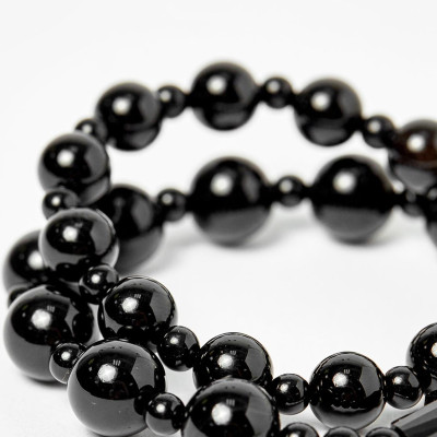 Cặp Vòng Chuỗi Mân Côi Mẹ Và Bé Đá Obsidian Đen ni 52, ni 40 - Ngọc Qúy Gemstones