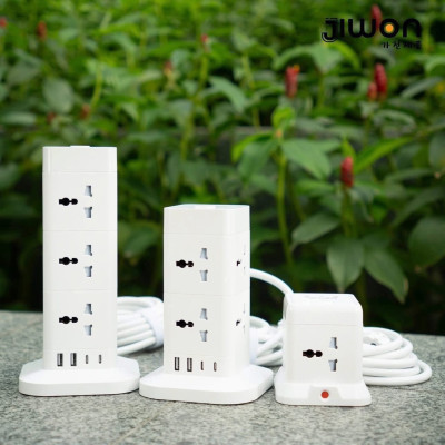 Ổ Cắm Điện Đa Năng JIWON JWD-T0419 (4 ổ cắm, 1 Type-C, 2 USB, Dây 2,4m) Hàng chính hãng