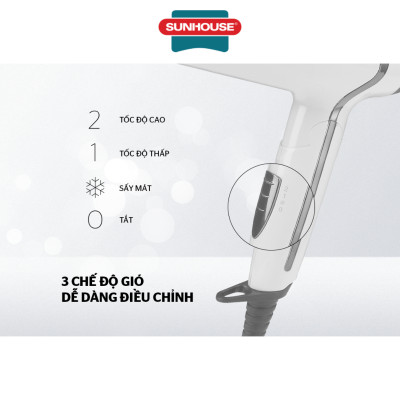 Máy sấy tóc 1500W Sunhouse SHD2308W - Hàng Chính Hãng
