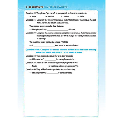 Sách - Bộ Đề Luyện Thi Môn Tiếng Anh Vào Lớp 6 Trường Chuyên, Chất Lượng Cao - Có Đáp Án - Minh Thắng