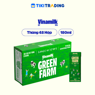 Thùng 48 hộp Sữa Tươi Tiệt Trùng Vinamilk Green Farm có đường 180ml