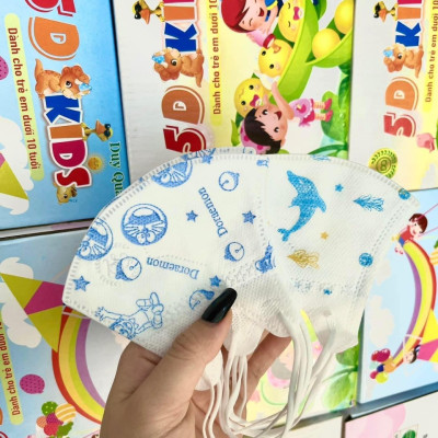 1 thùng/100 cái Khẩu trang trẻ em 5D cao cấp thương hiệu Duy Quân phù hợp cho trẻ từ 1-10 tuổi