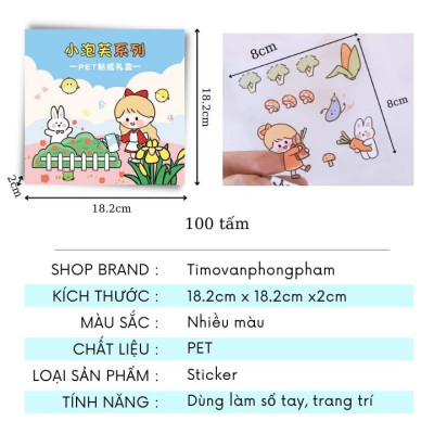 Hình dán sticker cute dán sổ tay decor combo hộp 100 tấm stickers chống nước ST2