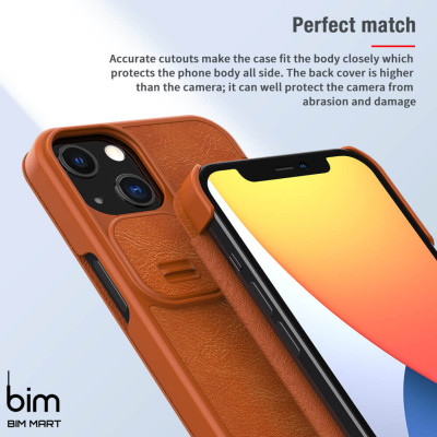Bao da dành cho iPhone 13 hàng chính hãng Nillkin QIN có nắp trượt bảo vệ camera