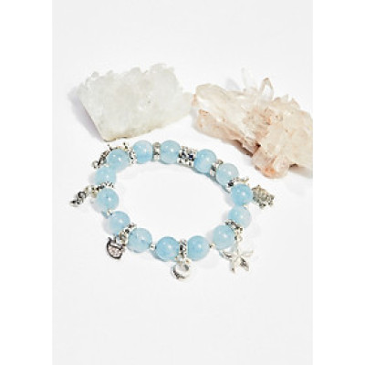 Vòng tay phong thủy nữ đá aquamarine charm đại dương 8mm mệnh thủy , mộc - Ngọc Quý Gemstones