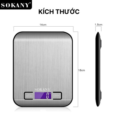 Cân tiểu ly 5kg Sokany SK-19026 màu bạc, chống nước, độ chính xác cao  - HÀNG CHÍNH HÃNG - DELIYA