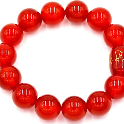 Vòng tay chuỗi hạt mã não đỏ 14 ly Thái tuế phù DTTH14
