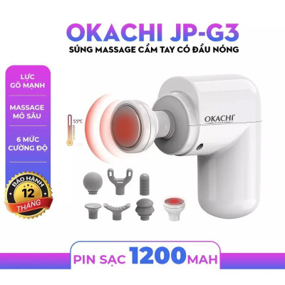 Súng massage cầm tay OKACHI JP-G3 có đầu nóng màu trắng