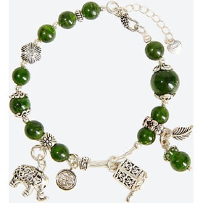 Vòng tay đá Diopside charm voi và lồng đèn Ngọc Quý Gemstones