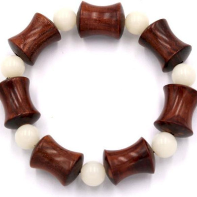 Vòng tay chuỗi hạt gỗ hồng hình ống tre HMB7