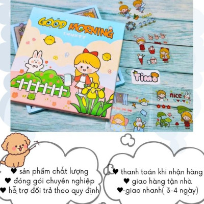 Hình dán sticker cute dán sổ tay decor combo hộp 100 tấm stickers chống nước ST2