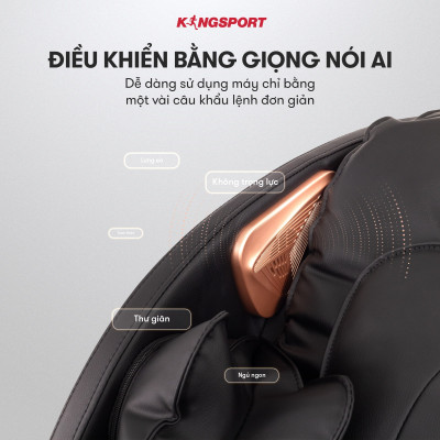 Ghế massage KINGSPORT Standard G4 con lăn di chuyển cổ vai, thiết kế hiện đại 2024, túi khí massage tay dài