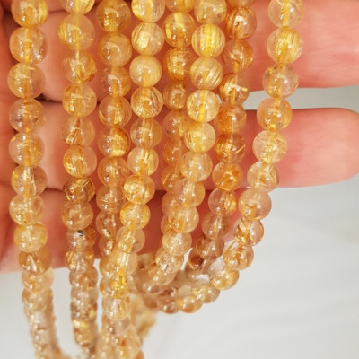  Vòng thạch anh tóc vàng tự nhiên trong bóng đẹp size hạt 5mm - 6mm các Chị em nữ đeo kiểu quấn 3 vòng tay màu vàng tươi sáng bóng chuẩn hợp nữ mệnh kim thổ  thủy đeo quyến rũ xinh đẹp trẻ trung may mắn đặc biệt tốt sức khỏe công việc tài lộc rẻ đẹp ạ