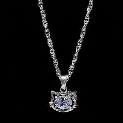 Dây Chuyền Trẻ Em Bạc Hiểu Minh DTE051 Mèo Kity