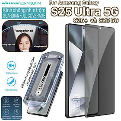Kính cường lực chống nhìn trộm cho Samsung S25 Ultra - S25+ và S25 5G NILLKIN GUARDIAN - kèm kit hổ trợ dán - hàng chính hãng
