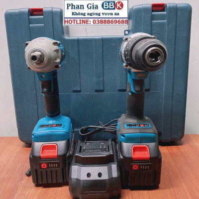 Bộ Combo 2 Máy Gồm Máy Khoan Pin Và Máy Siết Bulong 199V 2 Pin 15 Cell (Tặng Hộp Đựng) - Bảo Hành 12 Tháng