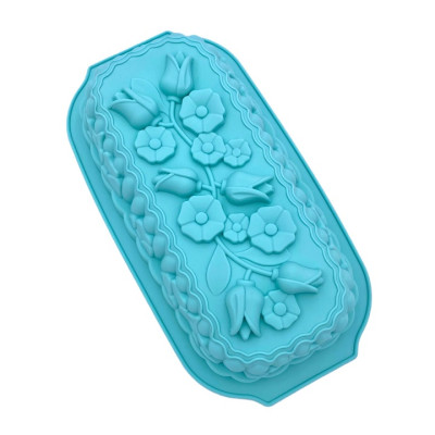 Khuôn silicon làm đế bánh, rau câu, bánh mì hình chữ nhật các loại hoa - Loại 32 cm - Mã số 1127