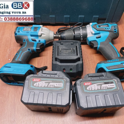 Bộ Combo 2 Máy Gồm Máy Khoan Pin Và Máy Siết Bulong 199V 2 Pin 15 Cell (Tặng Hộp Đựng) - Bảo Hành 12 Tháng