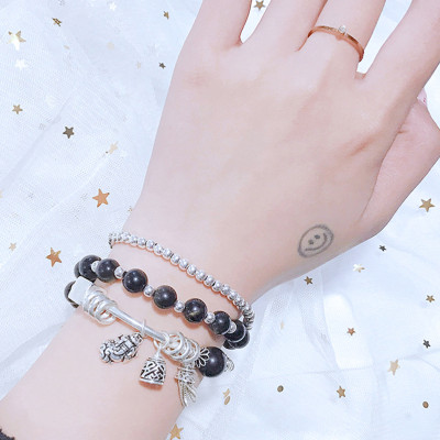 Vòng 3 line đá thạch anh tóc đen phối tỳ hưu mệnh thủy, mộc - Ngọc Quý Gemstones