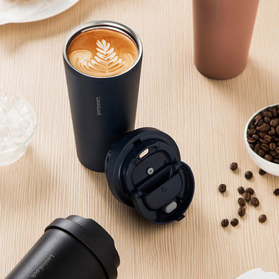 Ly giữ nhiệt LocknLock 550ml màu trắng LHC3249WHT - Hàng chính hãng, mở nắp một chạm, chất liệu thép không gỉ miệng ly rộng - JoyMall