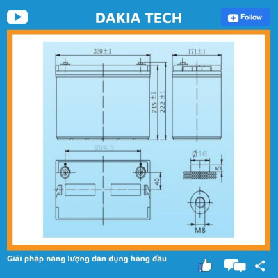 Ắc quy Vision 6FM100E-X 12V 100Ah
