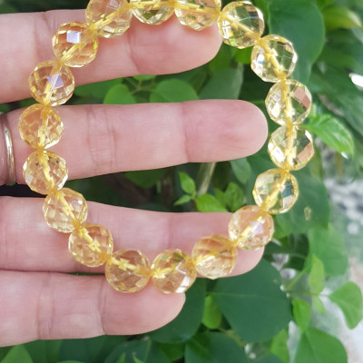 ️️Vòng tay phong thủy nữ đá thạch anh Vàng giác tự nhiên size vòng 10mm vòng màu vàng đẹp hợp nữ mệnh kim thổ thuỷ ạ