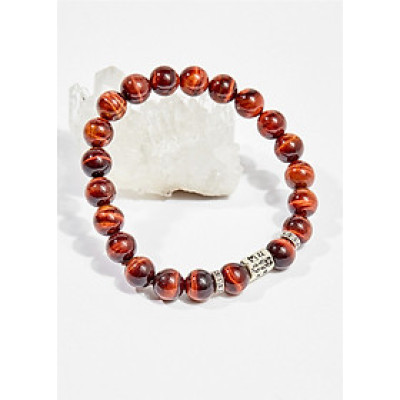 Vòng tay phong thủy nữ đá mắt hổ nâu đỏ charm trụ 8mm mệnh hỏa, thổ - Ngọc Quý Gemstones