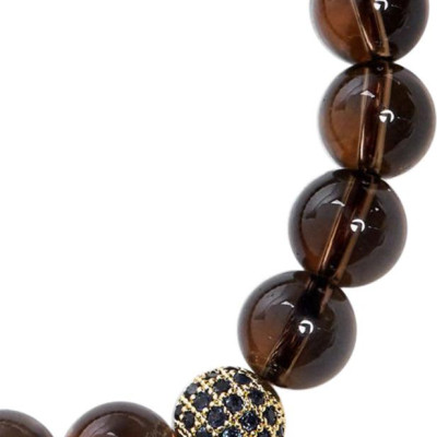 Vòng Đá Thạch Anh Khói Phối Charm Xi Vàng Đính Đá Ngọc Quý Gemstones VT50