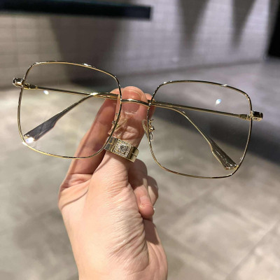 Kính mắt kim loại Korea chống ánh sáng xanh dáng vuông cho nam nữ unisex nam nữ