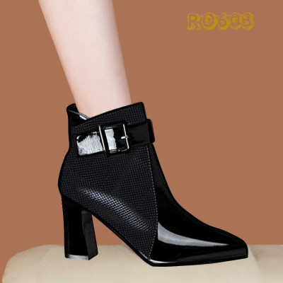 Giày boot bốt nữ cổ thấp 8 phân hàng hiệu rosata màu đen cao cấp ro603