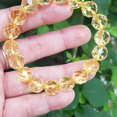 ️️Vòng tay phong thủy nữ đá thạch anh Vàng giác tự nhiên size vòng 10mm vòng màu vàng đẹp hợp nữ mệnh kim thổ thuỷ ạ